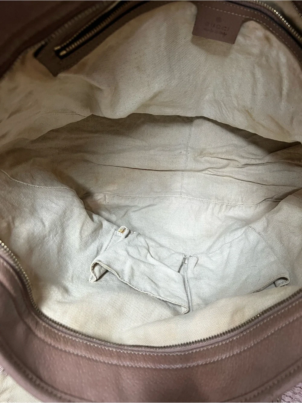 Gucci Bree GG Canvas Leather Tote Bag Pink/Taupe Authentic Made in Italy 323671
